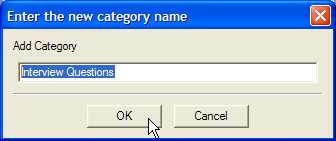 Creating a new category to organise 'interview questions'